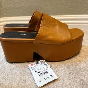 Zara NWT Leather Wedges